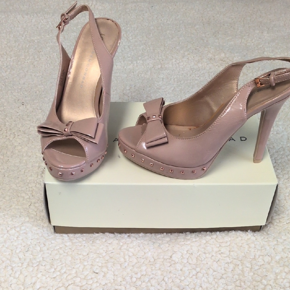 LC Lauren Conrad Blush nude Bow Platform Slingback Heels